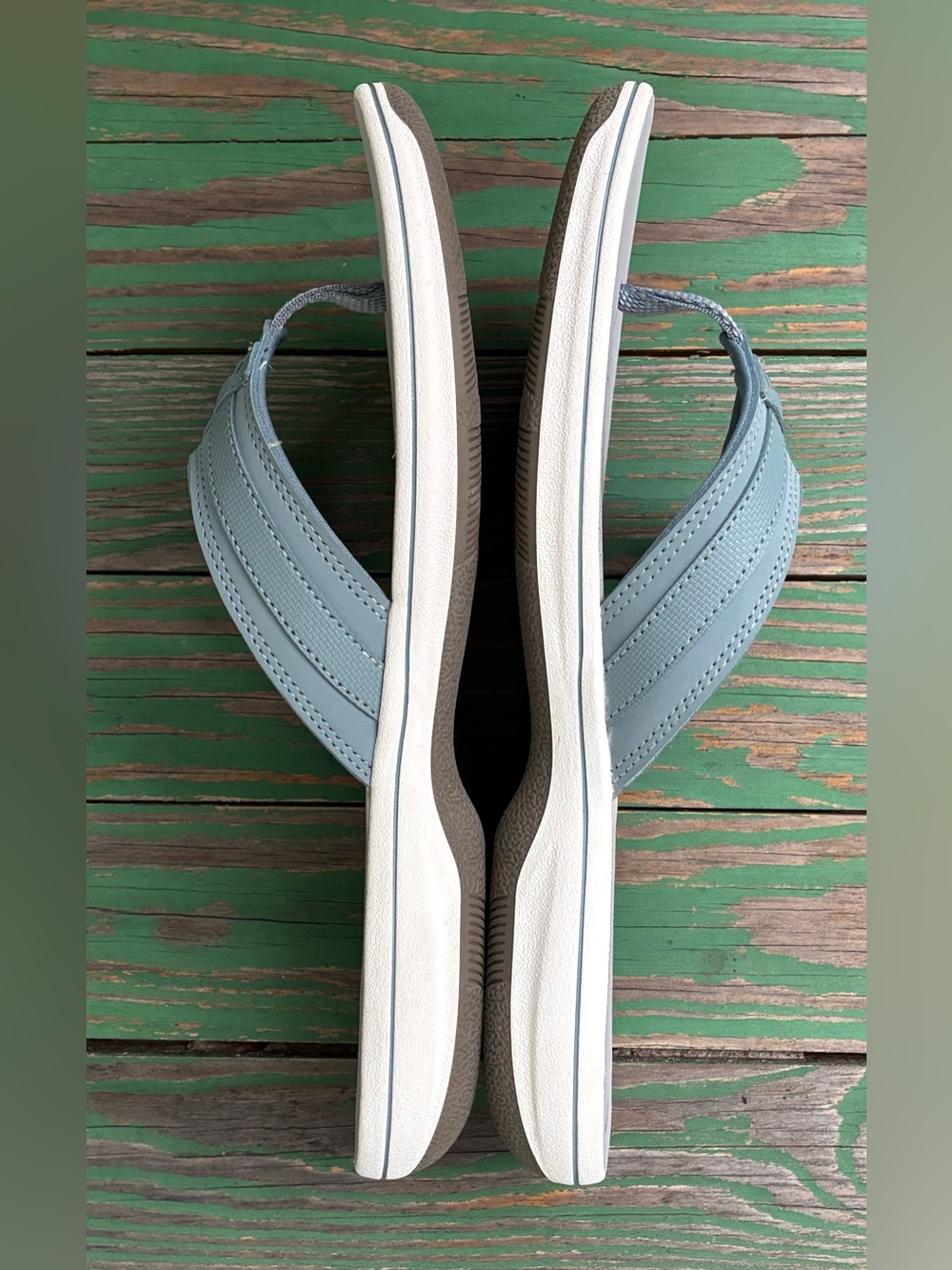Clarks Cloudsteppers Womens Sz 10 Breeze Sea Blue Gray Flip Flop Sandals - Picture 6 of 15